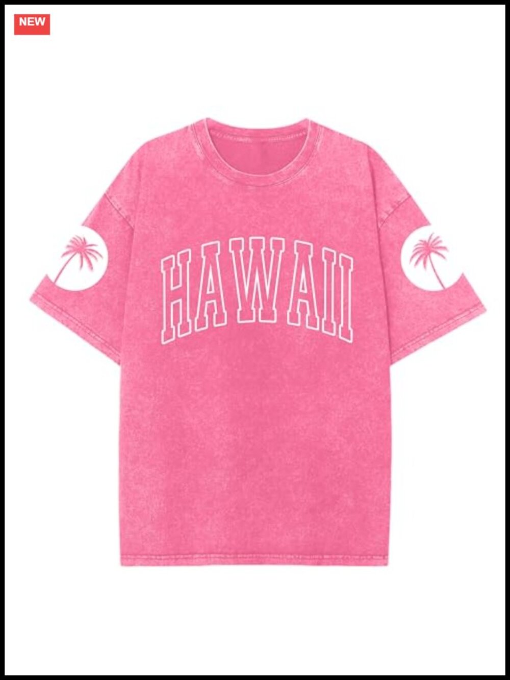 Women's 100% Cotton Acid Wash Hawaiian Oversized T-Shirt Tropical Vacation Top